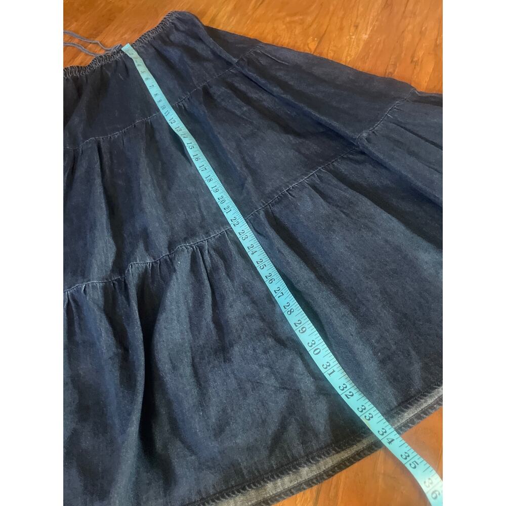 MOON RIVER Denim Tiered Midi Skirt COUNTRY COWGIRL 70s WESTERN ROMANTIC Size XS - Picture 5 of 7